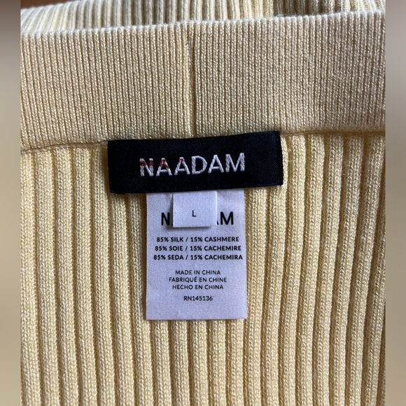 EUC NAADAM- Yellow Silk and Cashmere Knit Ribbed Skirt. Size L - Picture 4 of 5